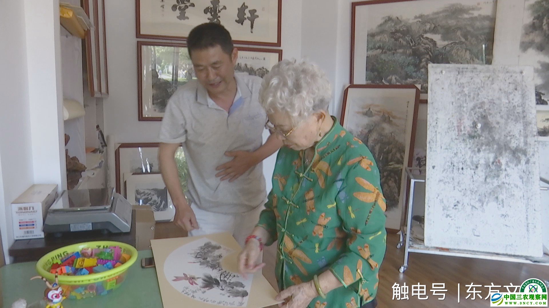 台湾83岁画家黄素梅女士与画家夏维亮交流